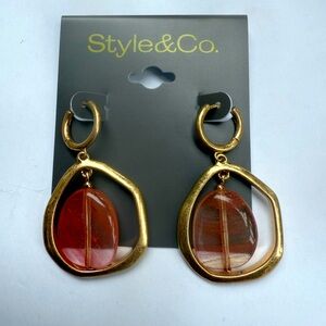 Style & Co. Gold and Red Geometric Earrings